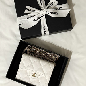 샤넬클래식차정원 화이트캐비어 체인미니백지갑ap0238