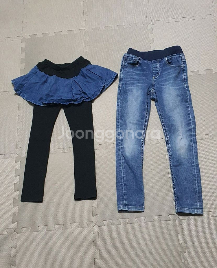 [120-130]여아바지 2벌일괄/치마레깅스+청바지--0
