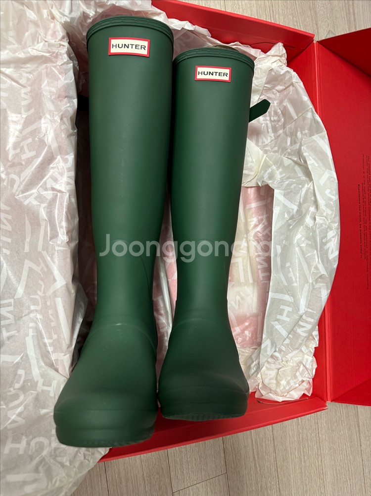 헌터 톨 부츠 그린 250 새상품--1