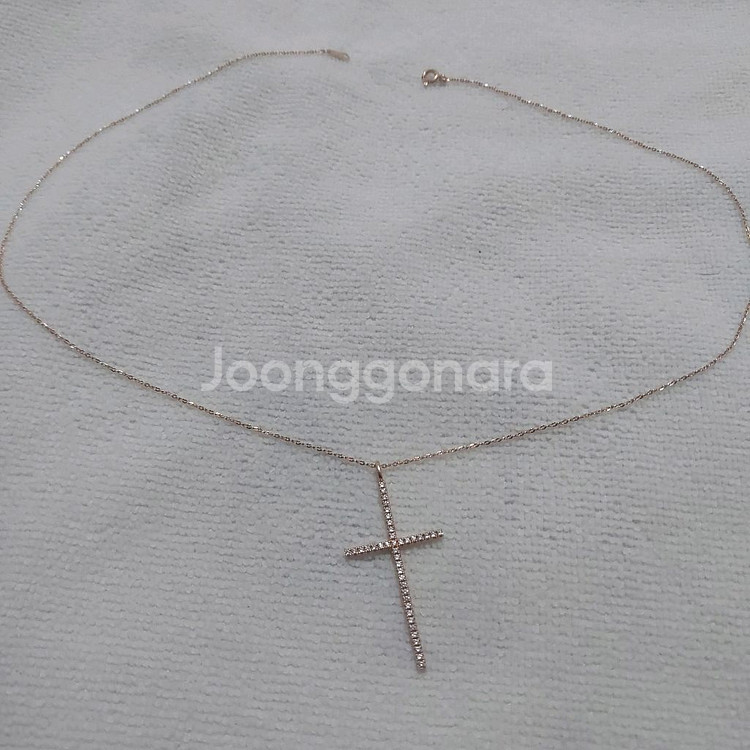 14k 롱 십자가 로즈골드 목걸이--0