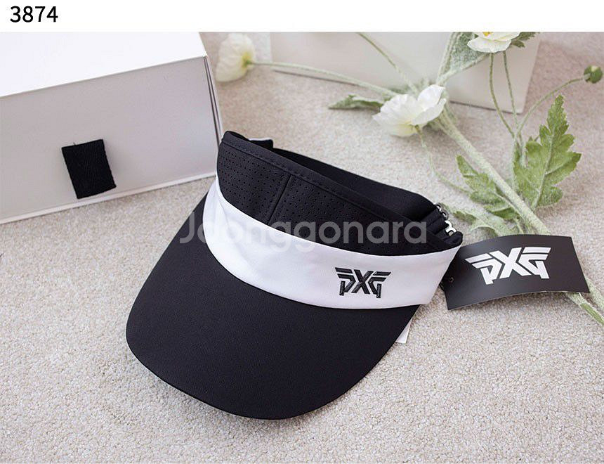 PXG 골프 우먼 로고 밴드 와이드 썬 바이저 캡--0