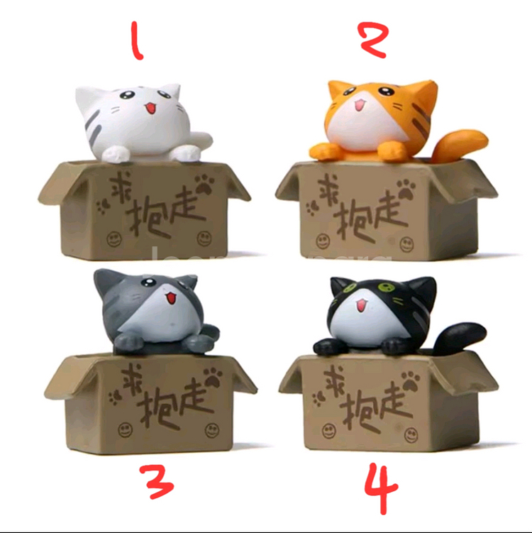 박스고양이 피규어 가챠 4종--1
