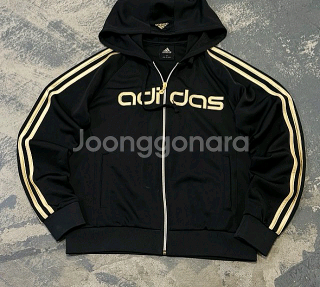 아디다스 금장 블랙 여자 후드 져지집업 95/M--0