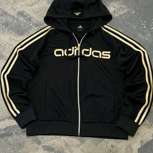 아디다스 금장 블랙 여자 후드 져지집업 95/M