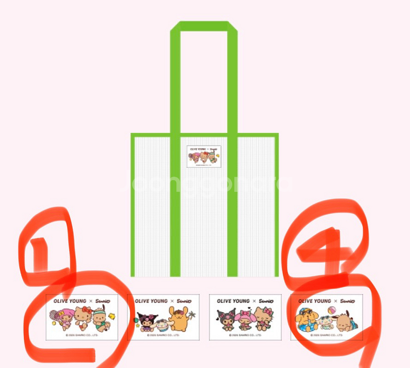 올리브영 산리오 메쉬백 비치백 매쉬백 태닝키티 시나모롤--0