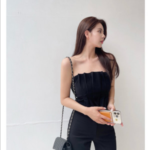 검정 튜브탑 블라우스 S