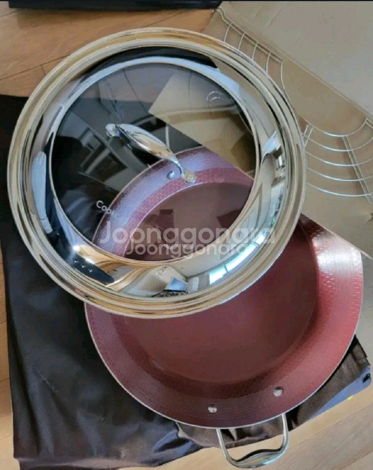 쿡셀 양수구이팬 레드 파에야팬 특대 36cm 스트레이너--0