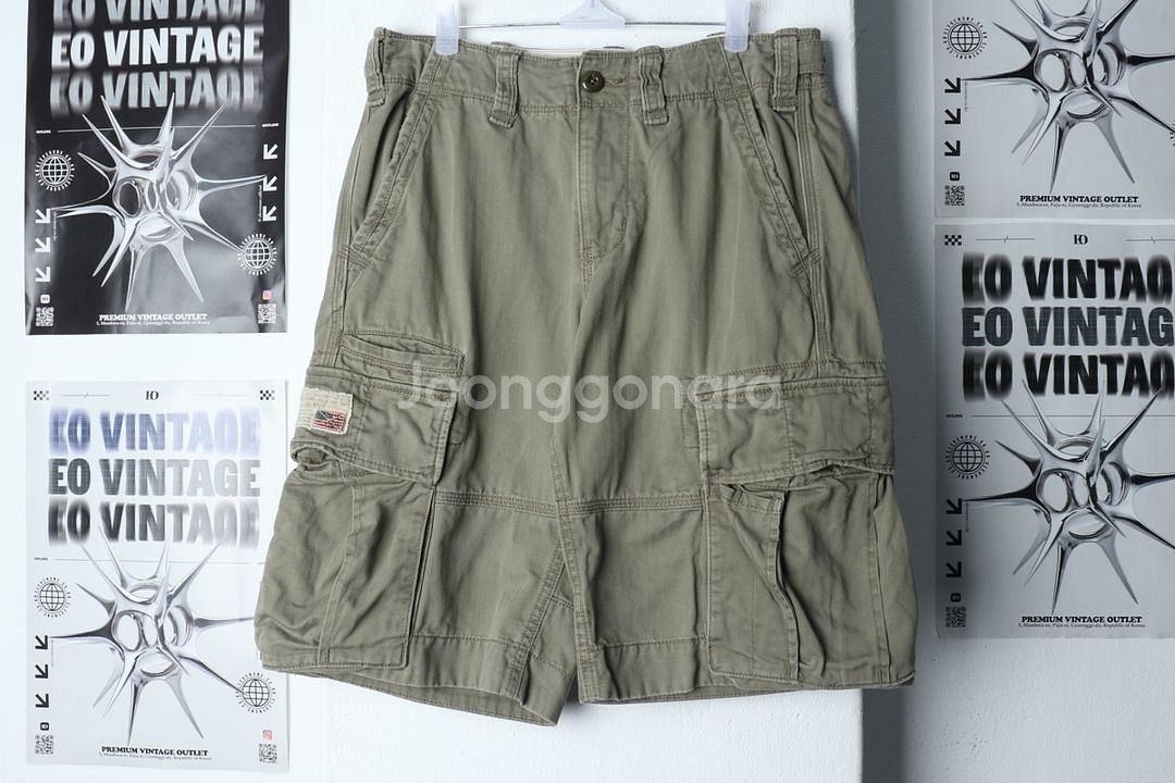 (S-M) 폴로 랄프로렌 반바지 팬츠 카키 카고 면--1