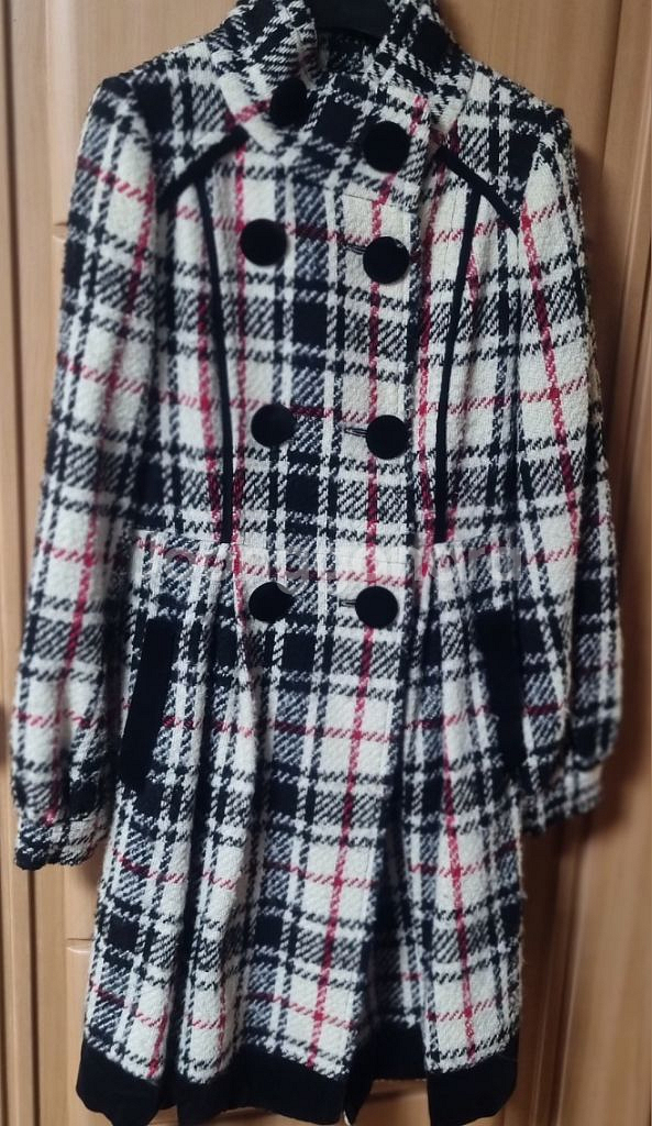 에고이스트 체크 패턴 A라인 럭셔리 코트 55size--0