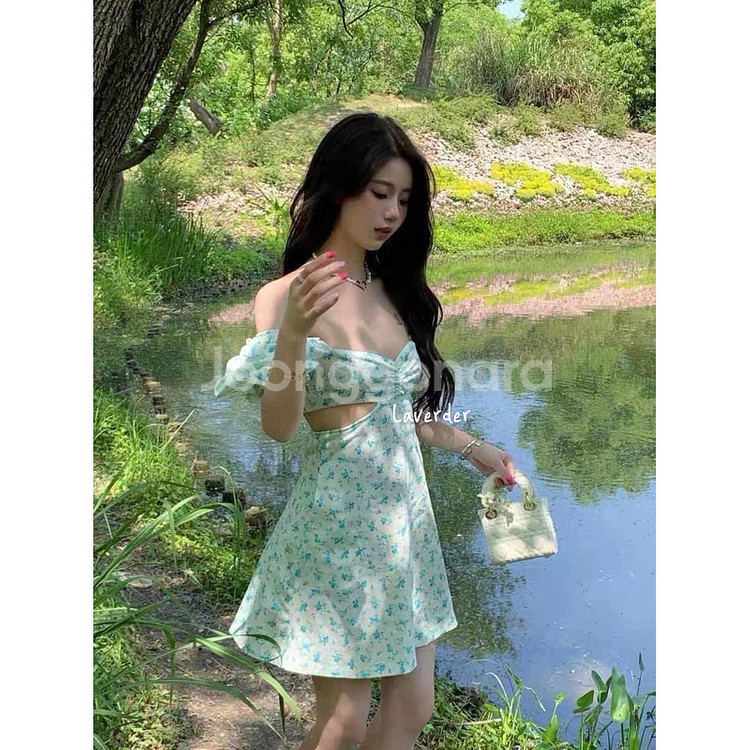 자라 오프숄더 퍼프 휴양지 비치룩 미니원피스 S사이즈--0