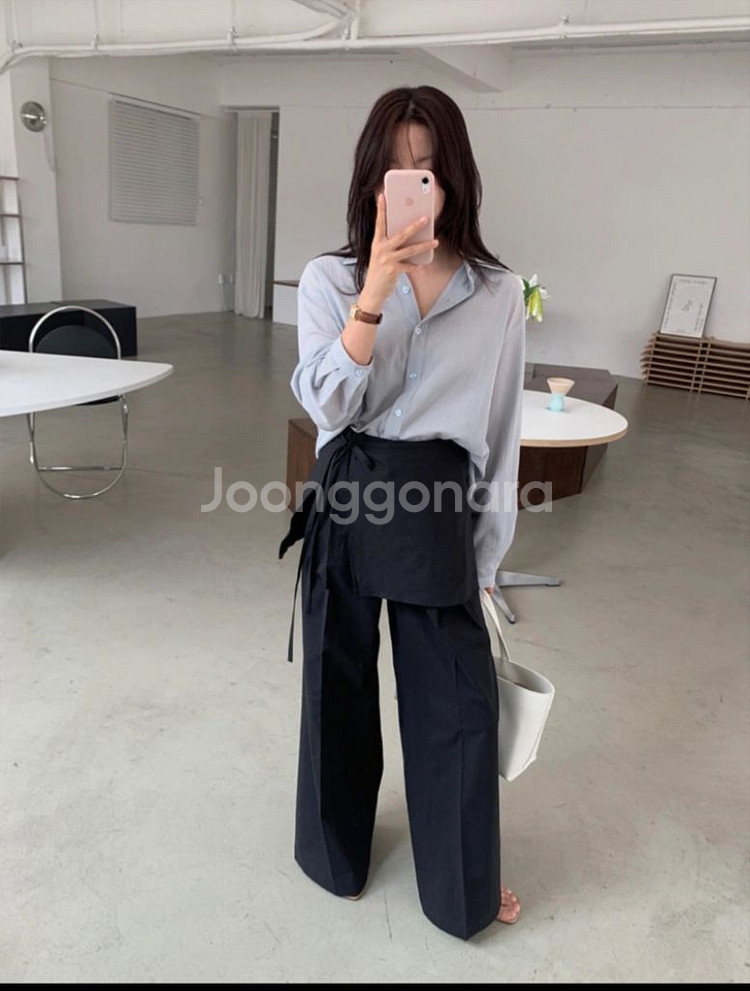 새상품/ HERREH wrap pants black L--0