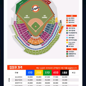 7/25 한화이글스 카스존 5연석