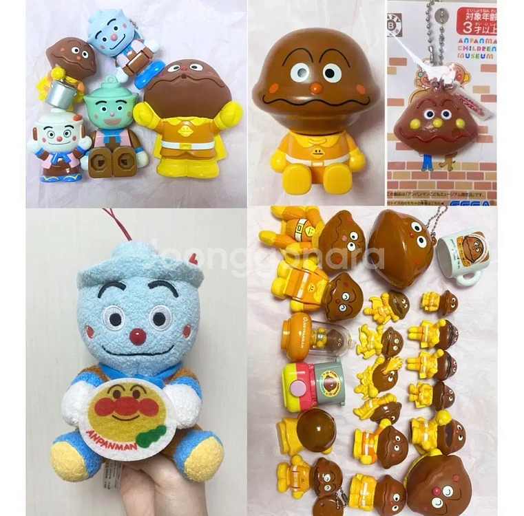 빈티지 고전 호빵맨 카레빵맨 텐동맨 세트 인형 가챠 등--0