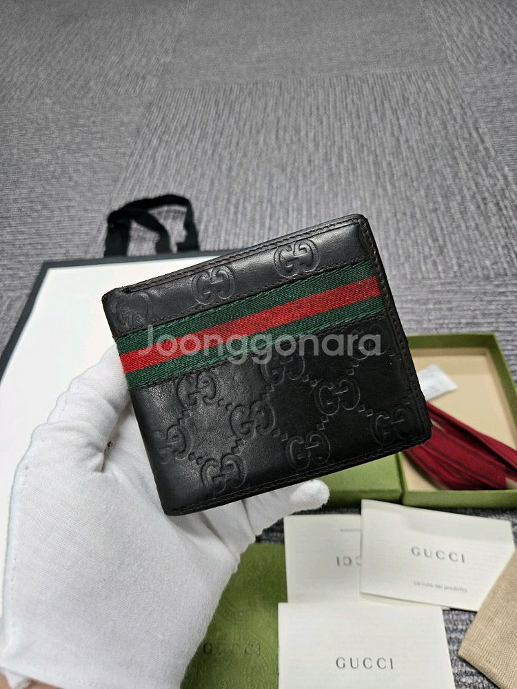 [정품]구찌 시그니처 삼선 반지갑--1