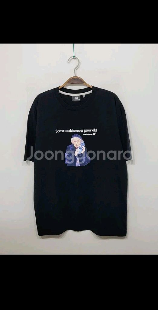 (XL) 뉴발란스 반팔티 블랙 프린팅 티셔츠 라운드--0