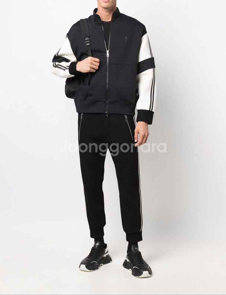 닐바렛 칼라블럭 레트로 트랙탑 저지 트레이닝복 상의--0