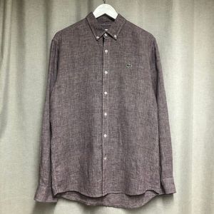 라코스테 긴팔 버튼다운 체크 린넨 셔츠 (M)