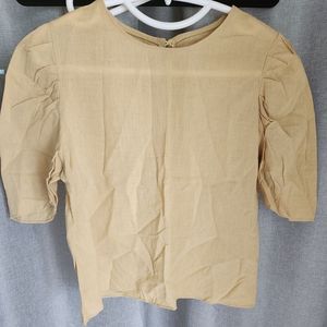 90-95 소매퍼프얇은린넨블라우스>보세