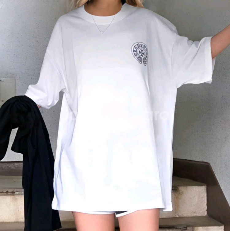 면티 100% 크롬 패턴 반팔티 빅사이즈 남여공용--2