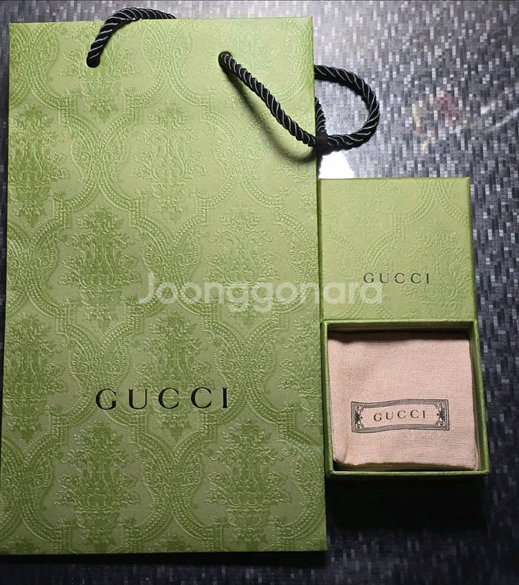 구찌 인터로킹GG 그린 반지--0