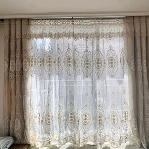 자수커튼2장/새상품
