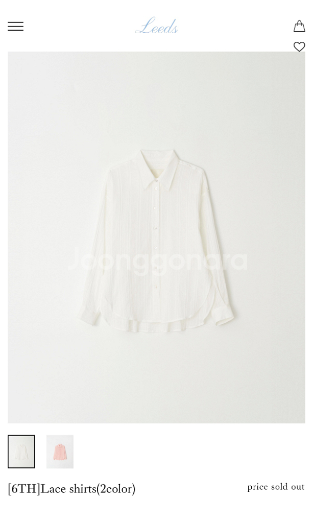 <새상품>리즈더위시 leeds 레이스 셔츠 화이트--0