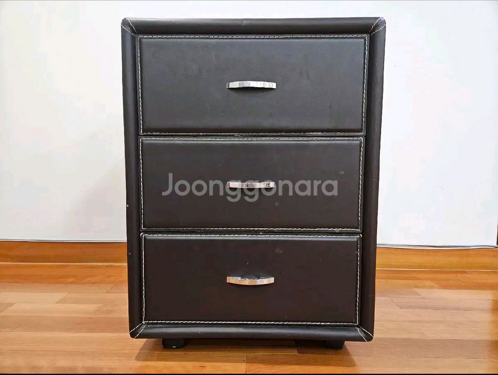 [진짜 가죽] 가죽 3단 서랍장--0