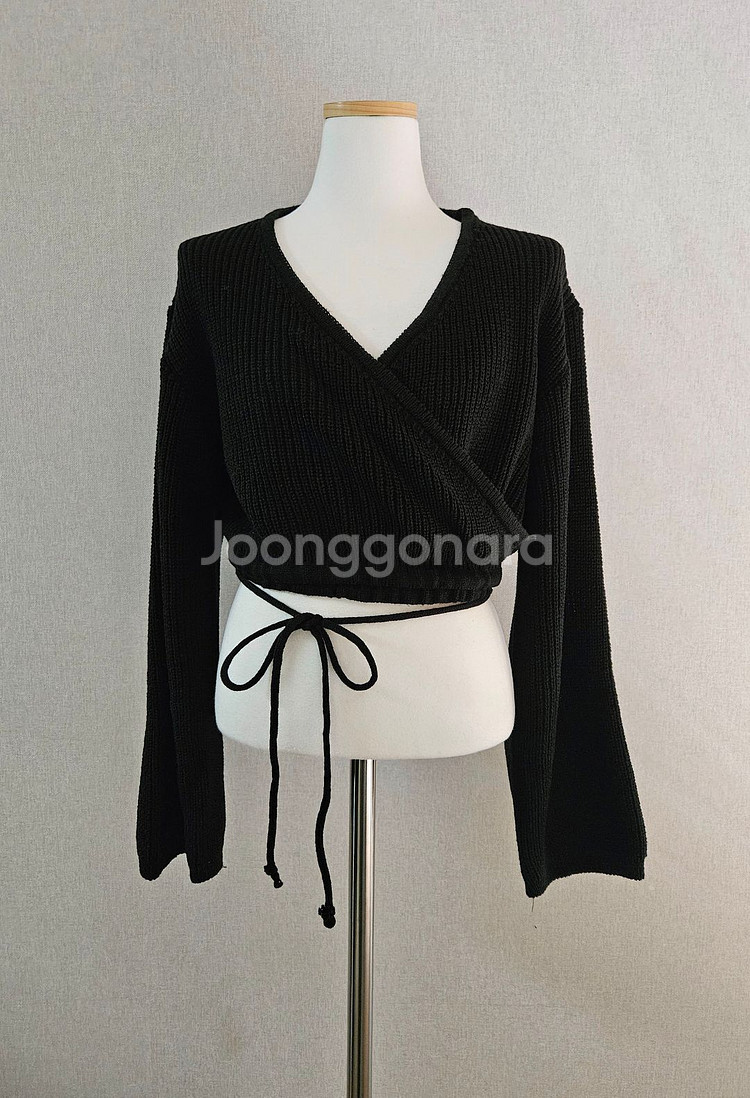 크롭 랩 니트 가디건--1