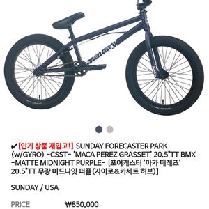 썬데이 BMX 포캐스터 (자이로 브레이크) 고급