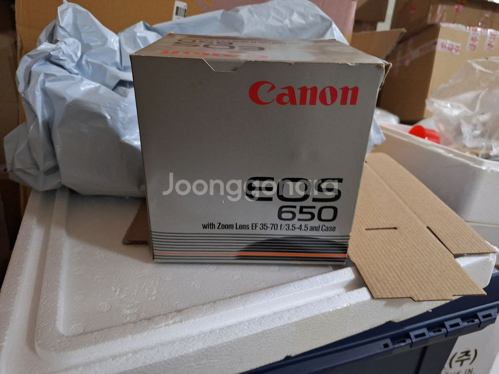 (박스/렌즈,플래시 세트)캐논 eos650 필름카메라--0