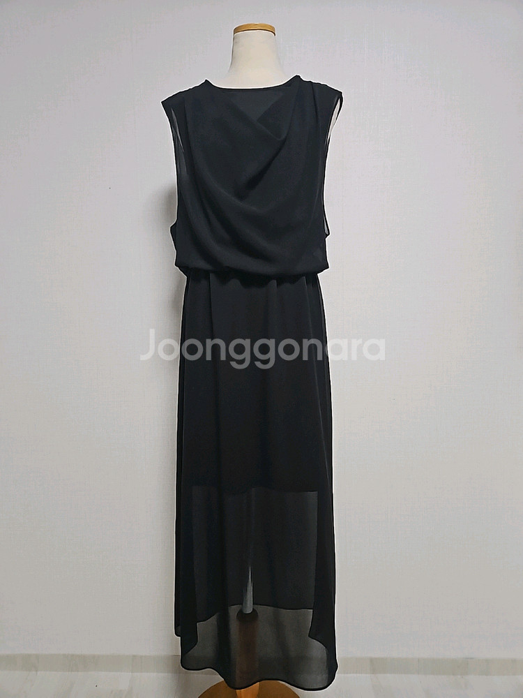 린(lynn) 블랙 쉬폰 롱 원피스--0