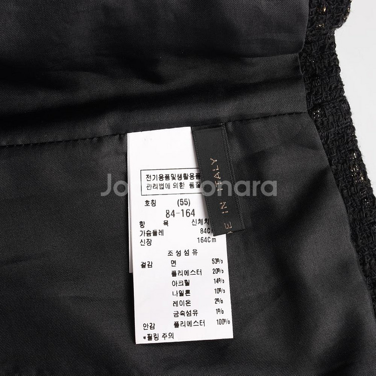 [S]모조에스핀 블랙 트위드 크롭 베스트 재킷 조끼 자--6