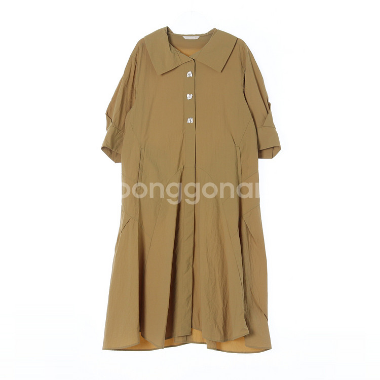 [S]SI씨 오버핏 빅카라 나일론 롱 반팔 셔츠원피스--0