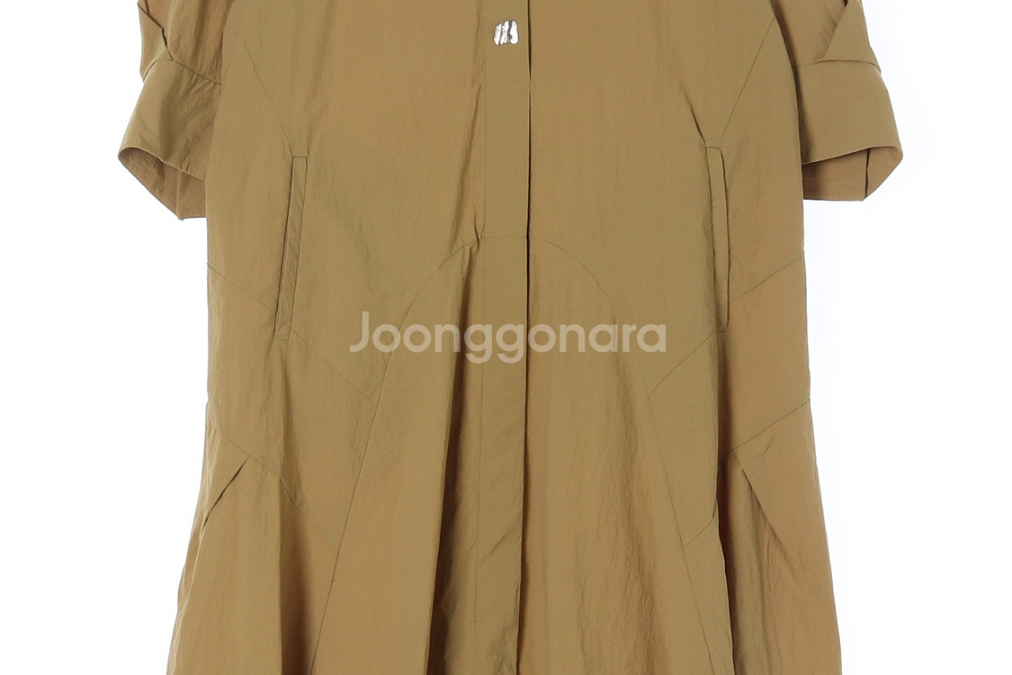 [S]SI씨 오버핏 빅카라 나일론 롱 반팔 셔츠원피스--2