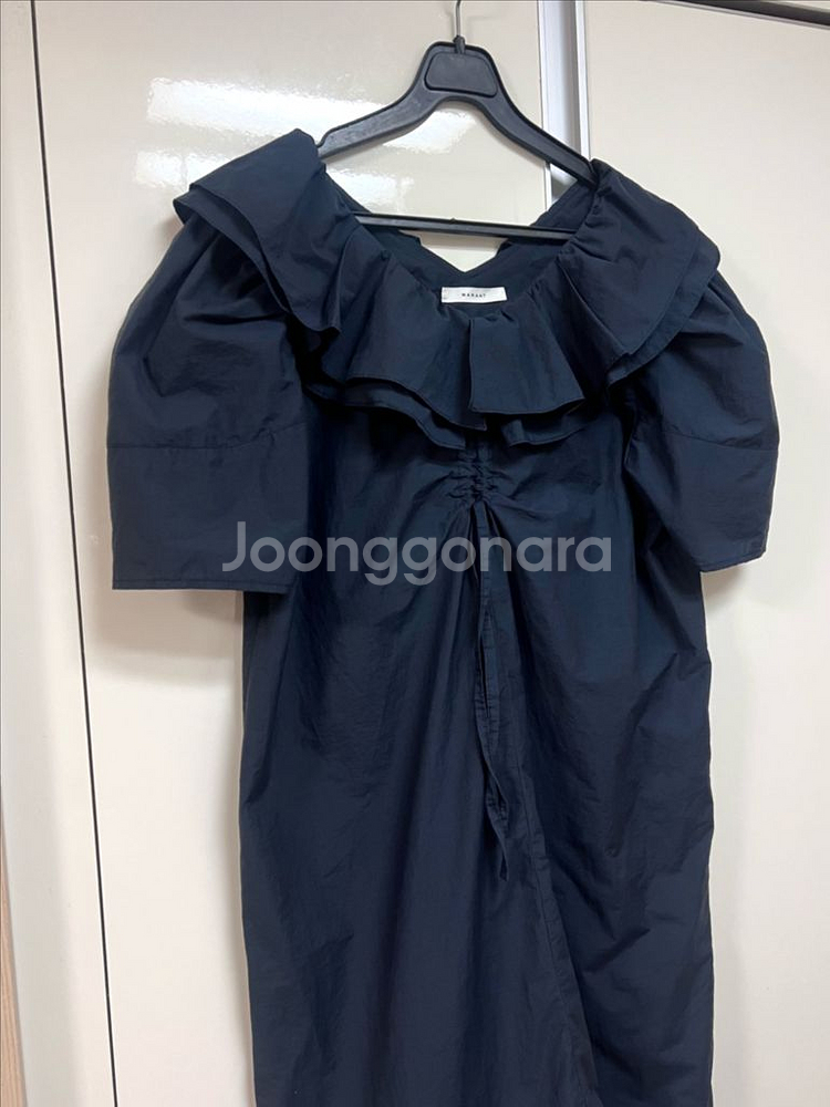마랑 MARANT 바스락 프릴 빅카라 퍼프소매 롱원피스--0