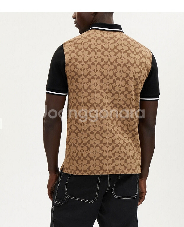 코치 남성 COACH 브라운 시그니처 PK 티셔츠 XL--8