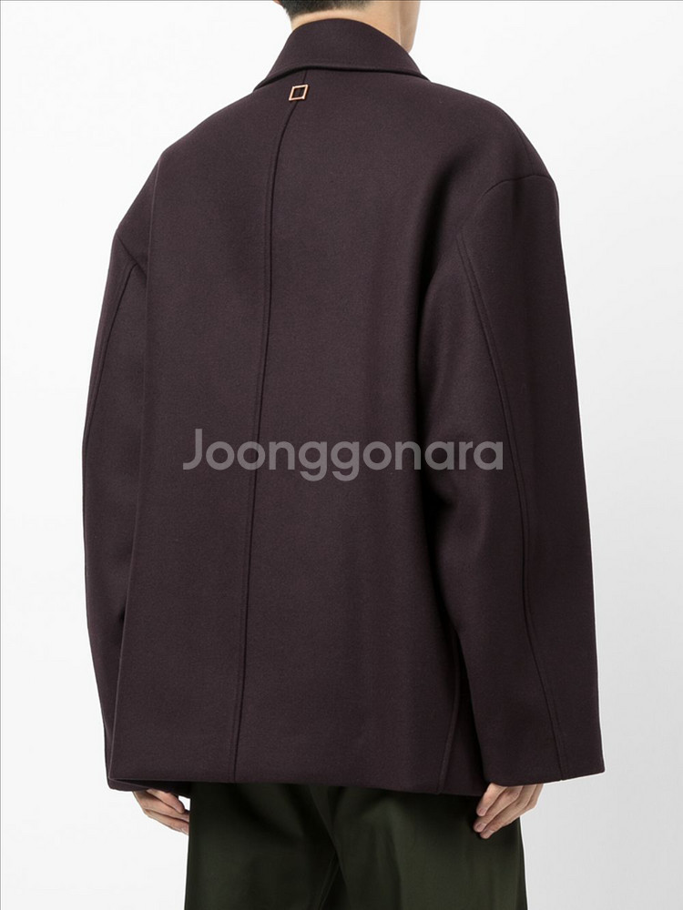 우영미 21fw 오버핏 바이올렛 하프 코트 48사이즈--9