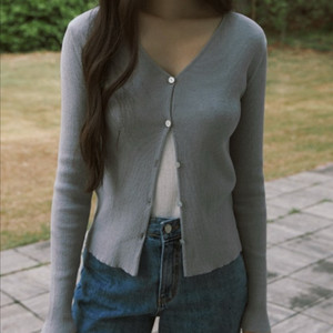비뮤즈 베뉴엣 네트 가디건 도브블루 24ss