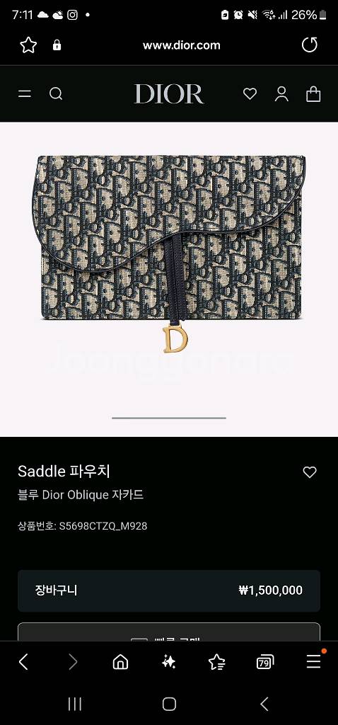 중고 명품가방 디올 오블리크 새들 파우치--9