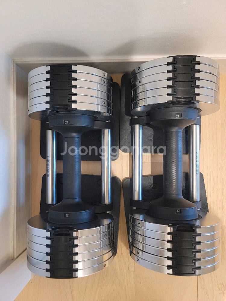 더스크랙 무게조절 덤벨 24kg x 2 + 소음방지패드--1