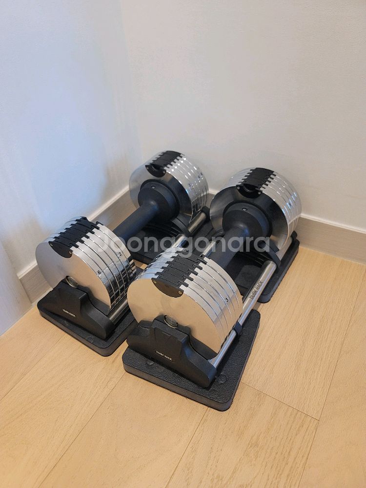 더스크랙 무게조절 덤벨 24kg x 2 + 소음방지패드--0
