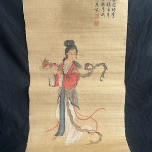 [골동품/고화] 명대 화가 당인의 미인도 그림(미감정)