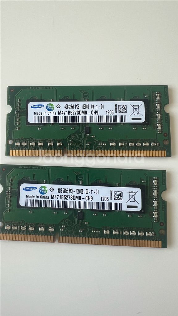 노트북 용 램 삼성 DDR3 4GB x 2개 총 8GB--0