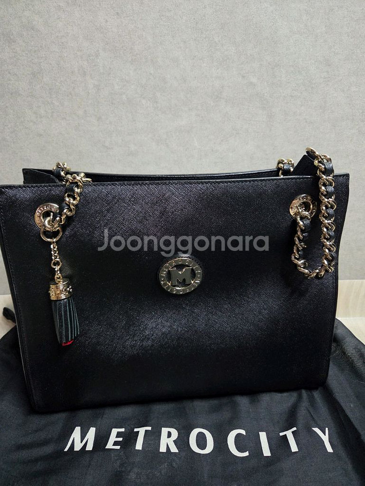 메트로시티 블랙 체인 숄더백--0