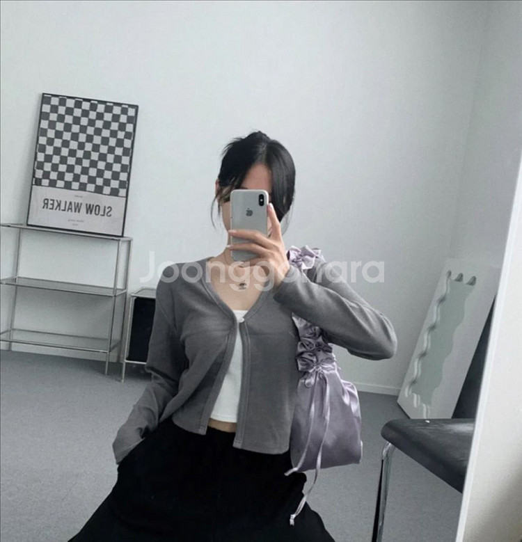 원단추 고리가디건 그레이--0