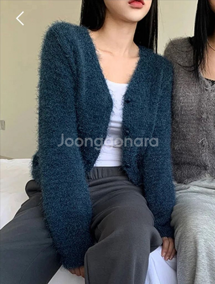 글로리 폭닥 세미크롭 루즈핏 퍼 가디건--0