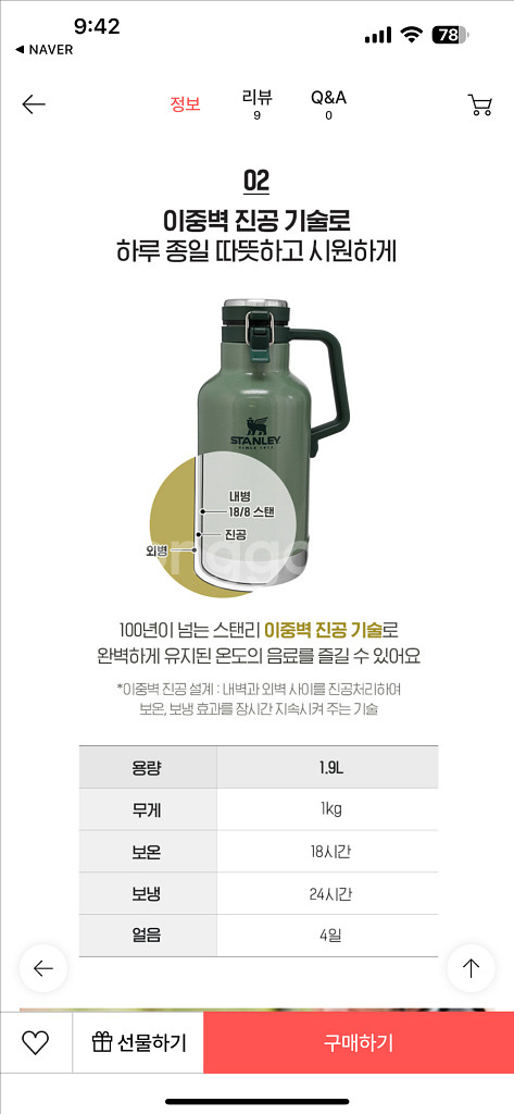 스탠리 그라울러 진공 보온병 1.9L--2