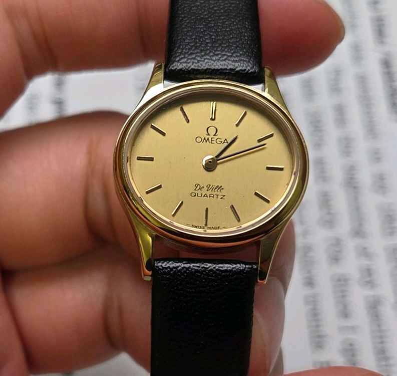 빈티지 오메가 드빌 올금장 샴골판 슬림쿼츠 여성용--4