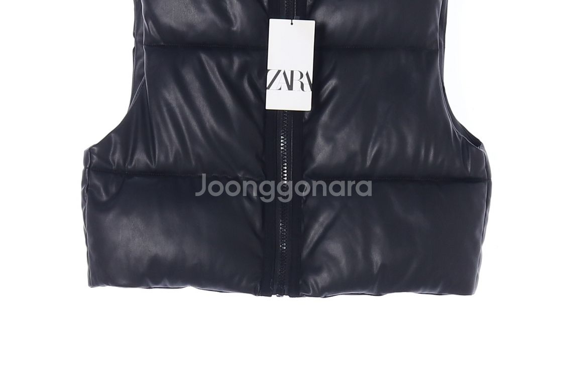 (새상품)[M]자라 블랙 크롭 패딩조끼 베스트--2