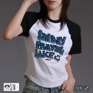 라이크더모스트 프린트 래글런 미들 하프 티셔츠